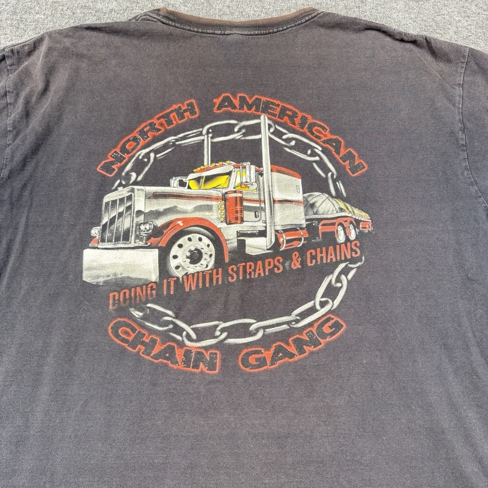 Vintage Trucker Shirt Mens 2XL Black Distressed North American Chain Gang Driver
